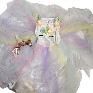 GILLIAN'S CLOSET pastel rainbow unicorn tutu hoop skirt dress up pretend play 3T